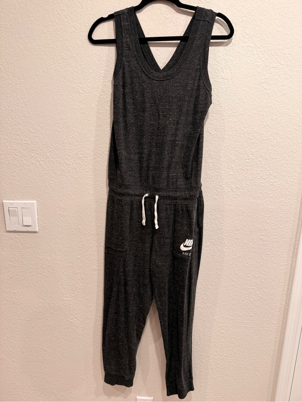 Nike Charcoal Gray Sleeveless Jumpsuit with Drawstring